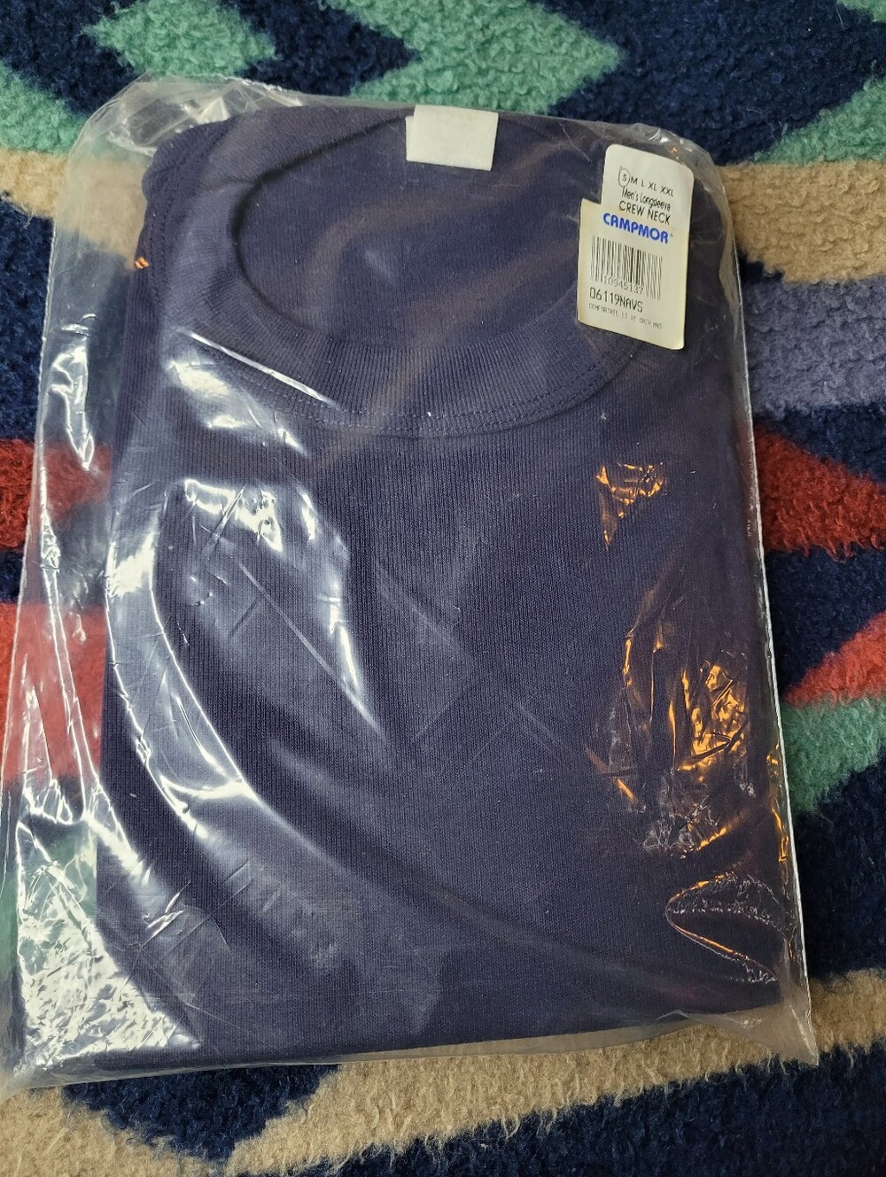 Vintage Campmor Long Sleeve Shirt Mens Small Navy Blue Solid New USA